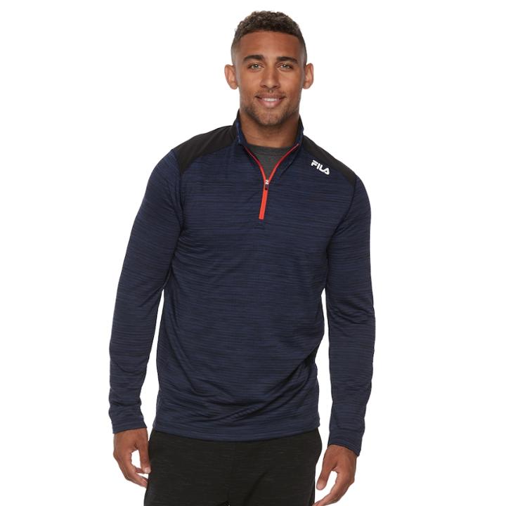 Men's Fila Sport&reg; Thermal Quarter-zip Top, Size: Large, Dark Blue