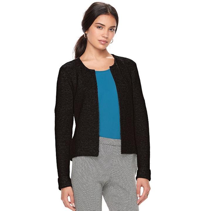 Women's Elle&trade; Ribbed Cardigan, Size: Xl, Black