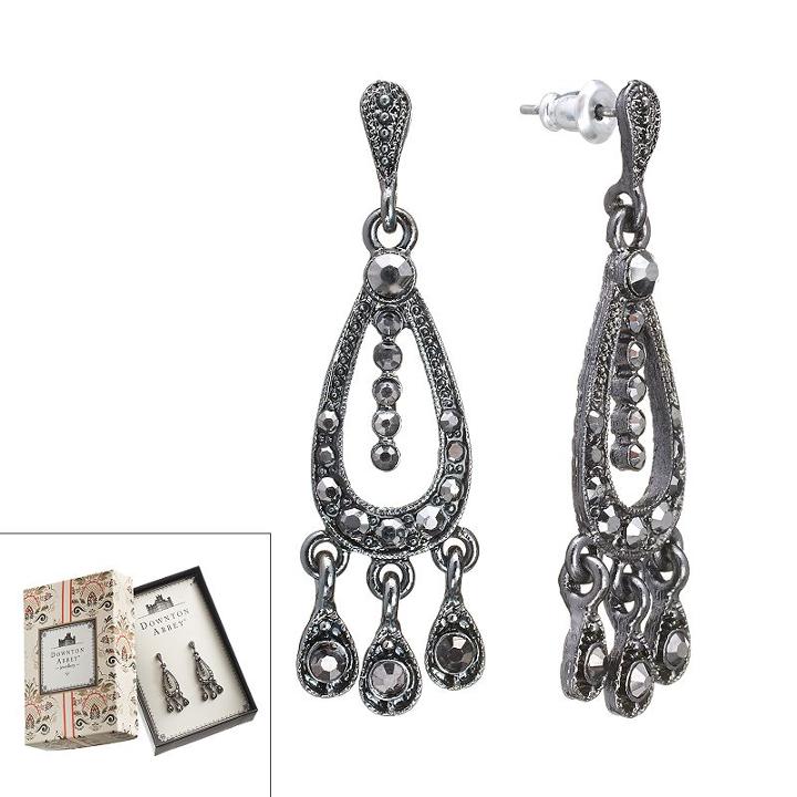 Downton Abbey Jet Simulated Crystal Chandelier Earrings, Women's, Black