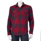 Men's Tony Hawk&reg; Ombre Plaid Shirt Jacket, Size: Medium, Dark Red