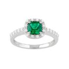 Sterling Silver Lab-created Green Spinel & Cubic Zirconia Halo Ring, Women's, Size: 7