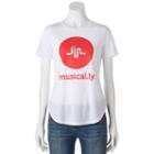 Juniors' Musical. Ly Logo Graphic Tee, Girl's, Size: Xl, White