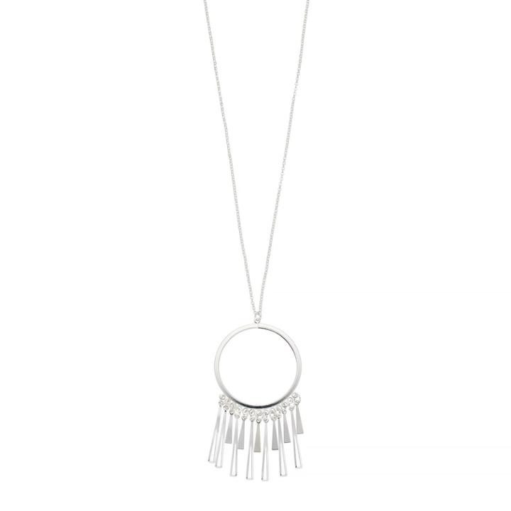 Silver Tone Circle & Triangle Pendant Necklace, Women's