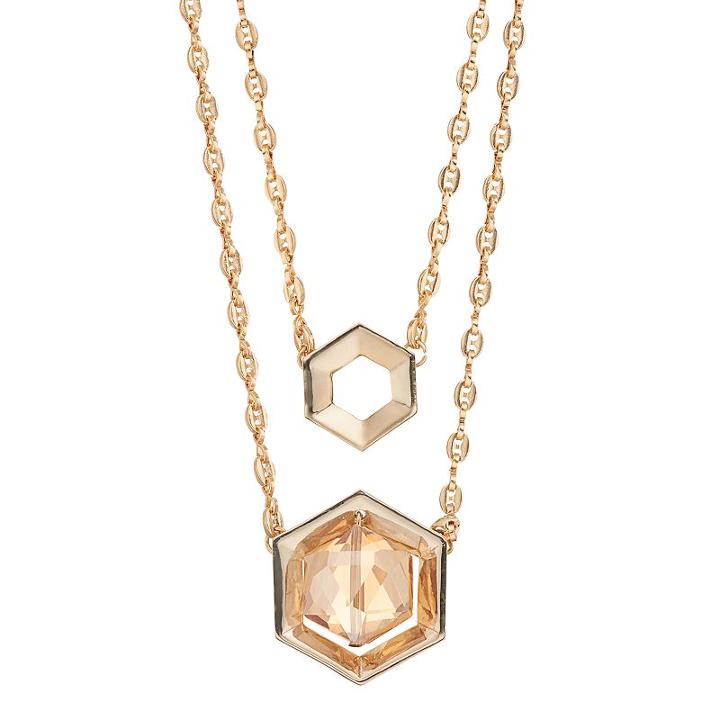 Coco Lane Multistrand Hexagon Necklace, Women's, Size: 18, Yellow