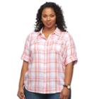 Plus Size Croft & Barrow&reg; Roll-tab Shirt, Women's, Size: 1xl, Med Pink