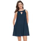 Women's Hope & Harlow Sleeveless Halter Strap Eyelet Dress, Size: 4, Blue (navy)