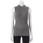 Juniors' Pink Republic Ribbed Sleeveless Mockneck Sweater, Girl's, Size: Large, Light Grey