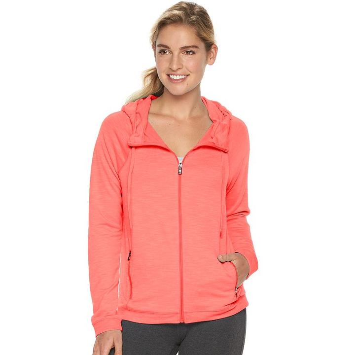 Women's Tek Gear&reg; Dry Tek French Terry Hoodie, Size: Small, Lt Orange