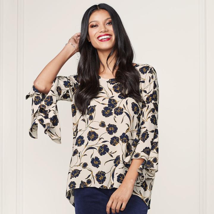 Lc Lauren Conrad Runway Collection Print Flutter Top - Women's, Size: Xs, Lt Beige