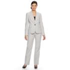 Women's Le Suit Pinstripe Suit Jacket & Pants Set, Size: 10, White