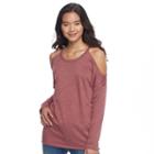 Juniors' Pink Republic Cold Shoulder Sweatshirt, Teens, Size: Small, Dark Red