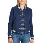 Women's Chaps French Terry Baseball Jacket, Size: Medium, Blue