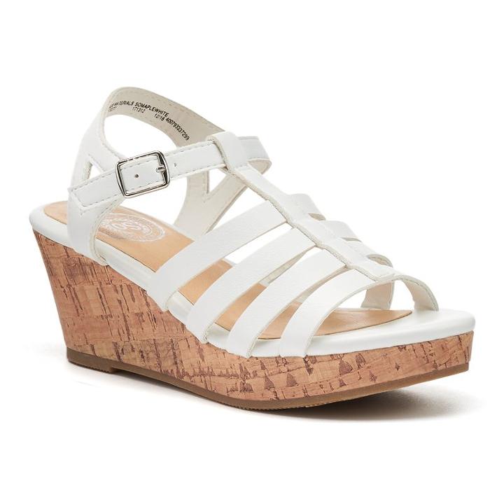 So&reg; Maple Girls' Wedge Sandals, Size: 13, White