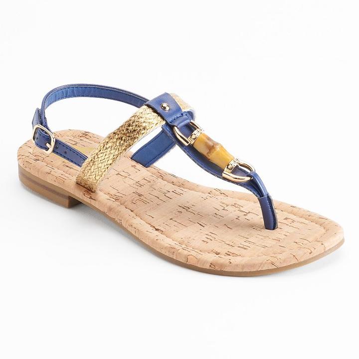 Dana Buchman Cork & Faux-bamboo Thong Sandals, Women's, Size: Medium, Blue (navy)