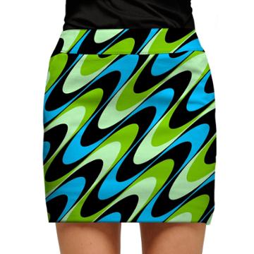 Women's Loudmouth Aqua Printed Golf Skort, Size: 12, Black