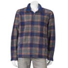 Men's Anchorage Expedition Plaid Sherpa Fleece Mockneck Shirt Jacket, Size: Large, Blue (navy)