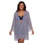 Plus Size Pink Envelope Paisley Bell Sleeve Cover-up, Women's, Size: 3xl, Ovrfl Oth