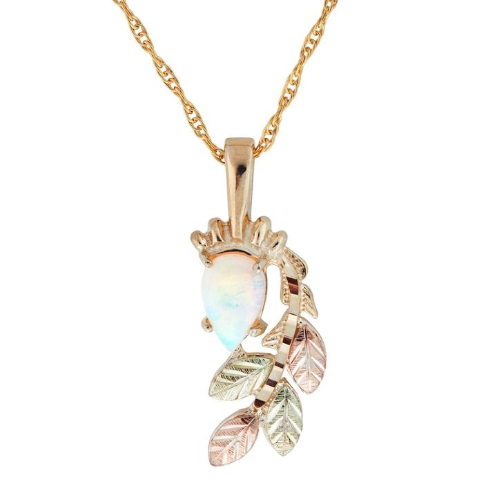 Black Hills Gold Tri-tone Lab-created Opal Pendant Necklace, Women's, Size: 18, White