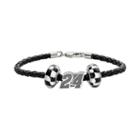 Insignia Collection Nascar Jeff Gordon Leather Bracelet And Sterling Silver 24 Bead Set, Women's, Size: 7.5, Black