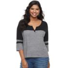 Juniors' Plus Size So&reg; Varsity Tee, Teens, Size: 3xl, Grey (charcoal)
