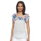 Women's Kate And Sam Tropical High-low Tee, Size: Large, Dark Red