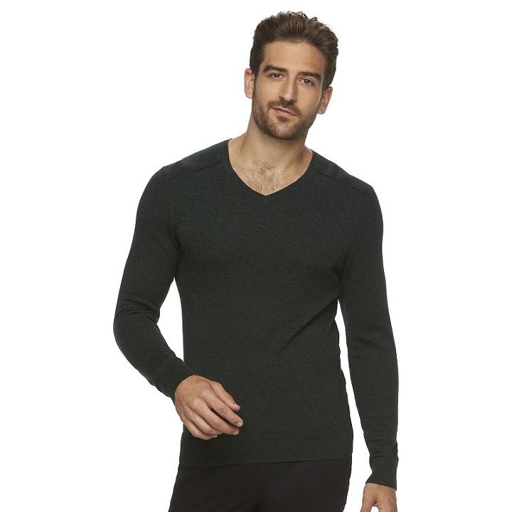Big & Tall Marc Anthony Slim-fit Solid Cashmere-blend V-neck Sweater, Men's, Size: Xl Tall, Dark Green