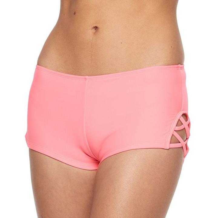 Mix And Match Criss-cross High-waisted Bikini Bottoms, Size: Small, Light Pink