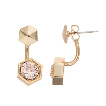 Coco Lane Hexagon Front-back Drop Earrings, Women's, White