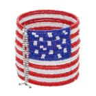 Ameican Flag Seed Bead Cuff Bracelet, Women's, Multicolor