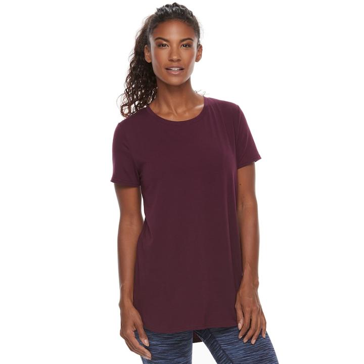 Women's Tek Gear&reg; High Slit Tunic Tee, Size: Xl, Drk Purple