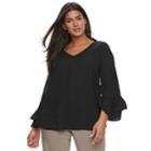 Plus Size Apt. 9&reg; Double Bell Sleeve Top, Women's, Size: 2xl, Black