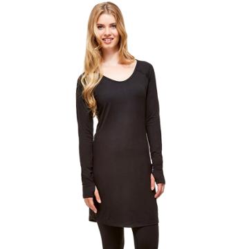 Women's Hottotties By Terramar Collins Thumb Hole V-neck Tunic, Size: Medium, Grey (charcoal)