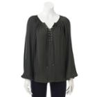 Women's Jennifer Lopez Lace-up Blouse, Size: Xs, Green