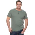 Big & Tall Apt. 9&reg; Slubbed Henley, Men's, Size: L Tall, Med Green