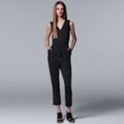 Women's Simply Vera Vera Wang Faux-wrap Cropped Jumpsuit, Size: Large, Black