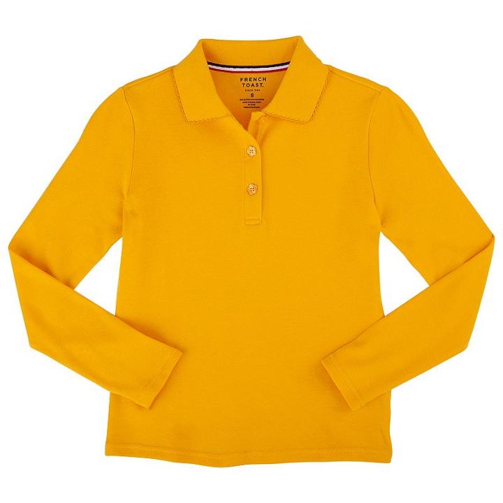 Girls 7-20 & Plus Size French Toast School Uniform Long-sleeved Polo Shirt, Size: 7-8, Drk Yellow