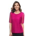 Women's Dana Buchman Lace Tee, Size: Large, Med Pink