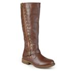 Journee Collection Women's Studded Knee-high Riding Boots, Girl's, Size: 8 Wc, Brown