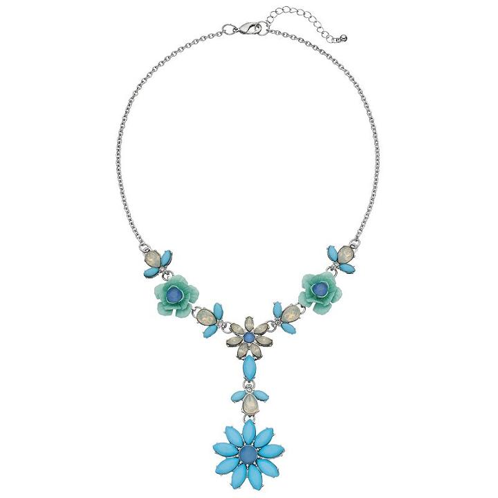Aqua Flower Y Necklace, Women's, Turq/aqua