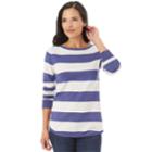Women's Apt. 9&reg; Striped Button Back Sweater, Size: Small, Navy Charcoal