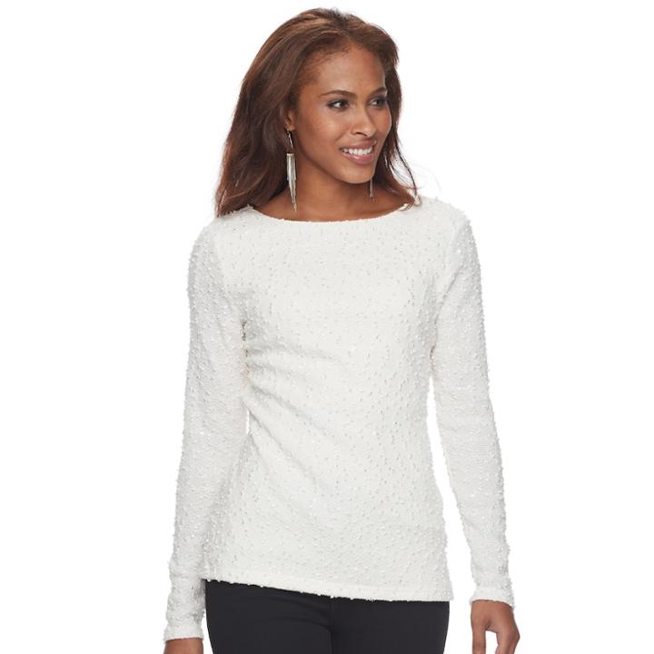 Women's Jennifer Lopez Boucle Bar Back Top, Size: Xs, White Oth
