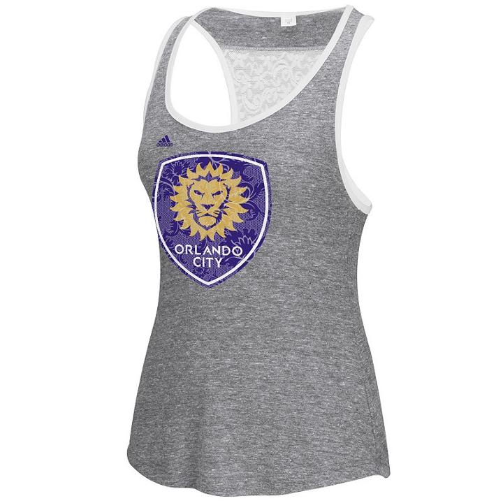 Women's Adidas Orlando City Sc Pearl Logo Lace Back Tank Top, Size: Large, White