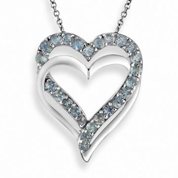 Two Hearts Forever One Sterling Silver Sky Blue Topaz Double Heart Pendant, Women's