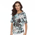 Women's Caribbean Joe Floral Print Tee, Size: Large, Oxford