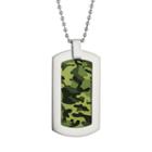 Lynx Stainless Steel Camouflage Dog Tag Necklace - Men, Size: 22, Green