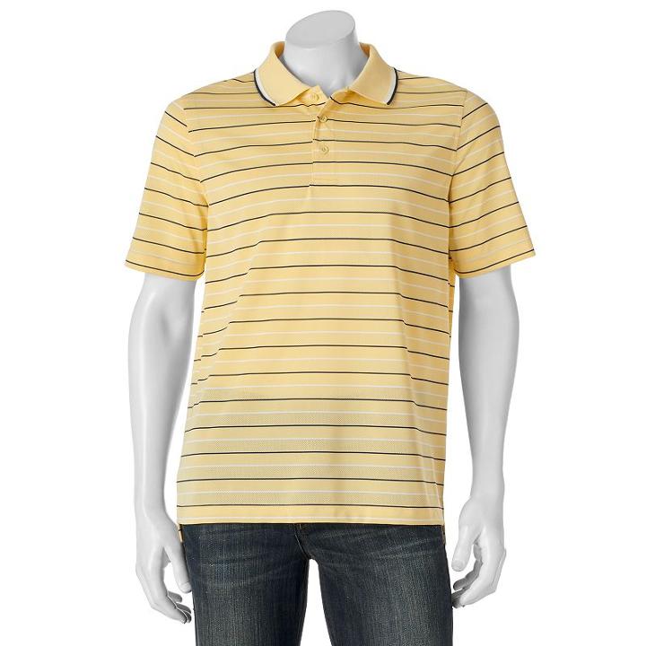 Men's Croft & Barrow&reg; Classic-fit Striped Mesh Performance Polo, Size: Xl, Med Yellow