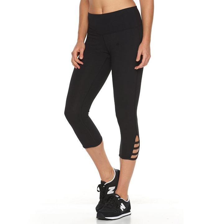 Women's Tek Gear® Lattice Yoga Capris, Size: Xs, Black