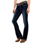 Juniors' Wallflower Curvy Dark Wash Bootcut Jeans, Teens, Size: 11, Brt Orange