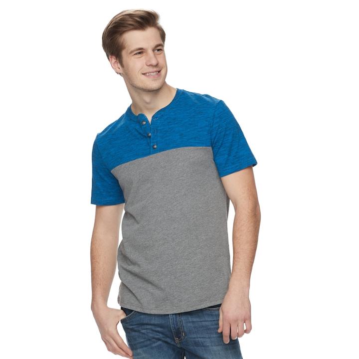 Men's Urban Pipeline&reg; Awesomely Soft Colorblock Henley, Size: Medium, Blue (navy)