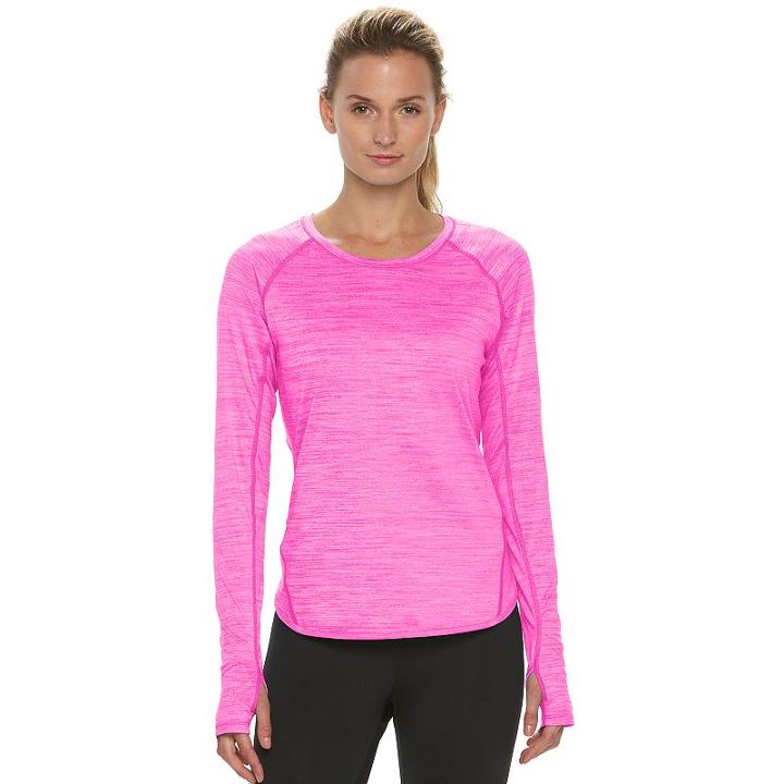 Women's Tek Gear&reg; Crewneck Workout Tee, Size: Large, Med Pink